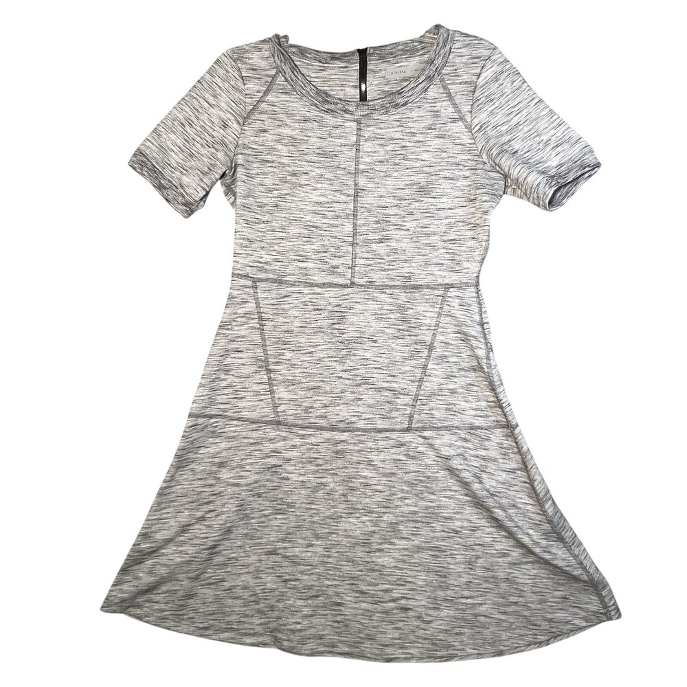 Athleta Women's Size S Gray‎ Heather Short Sleeve Fit & Flare Athletic Dress
